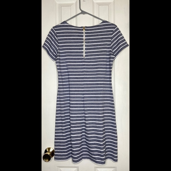 Sail To Sable Blue & White Striped Nautical Shift Dress Medium - Picture 4 of 6